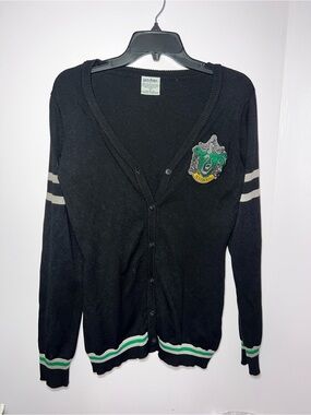 Warner Bros. Black Slytherin Crest Cardigan with Green Trim